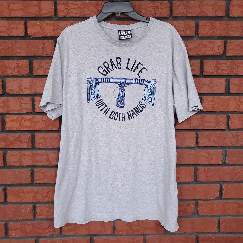 Cycology T Shirt Mens 2XL Gray 100% Cotton Graphic Bike Bicycle Cycling Cyclist